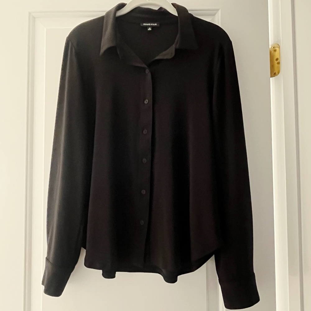 Franne Golde Black Button Front Top